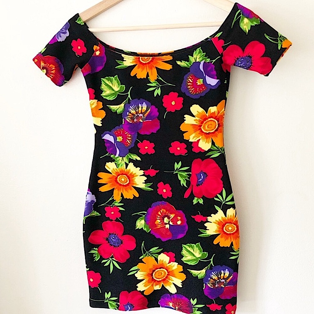 🌺 Cali Sun & Fun x AA Floral Bodycon Dress XS 🌺